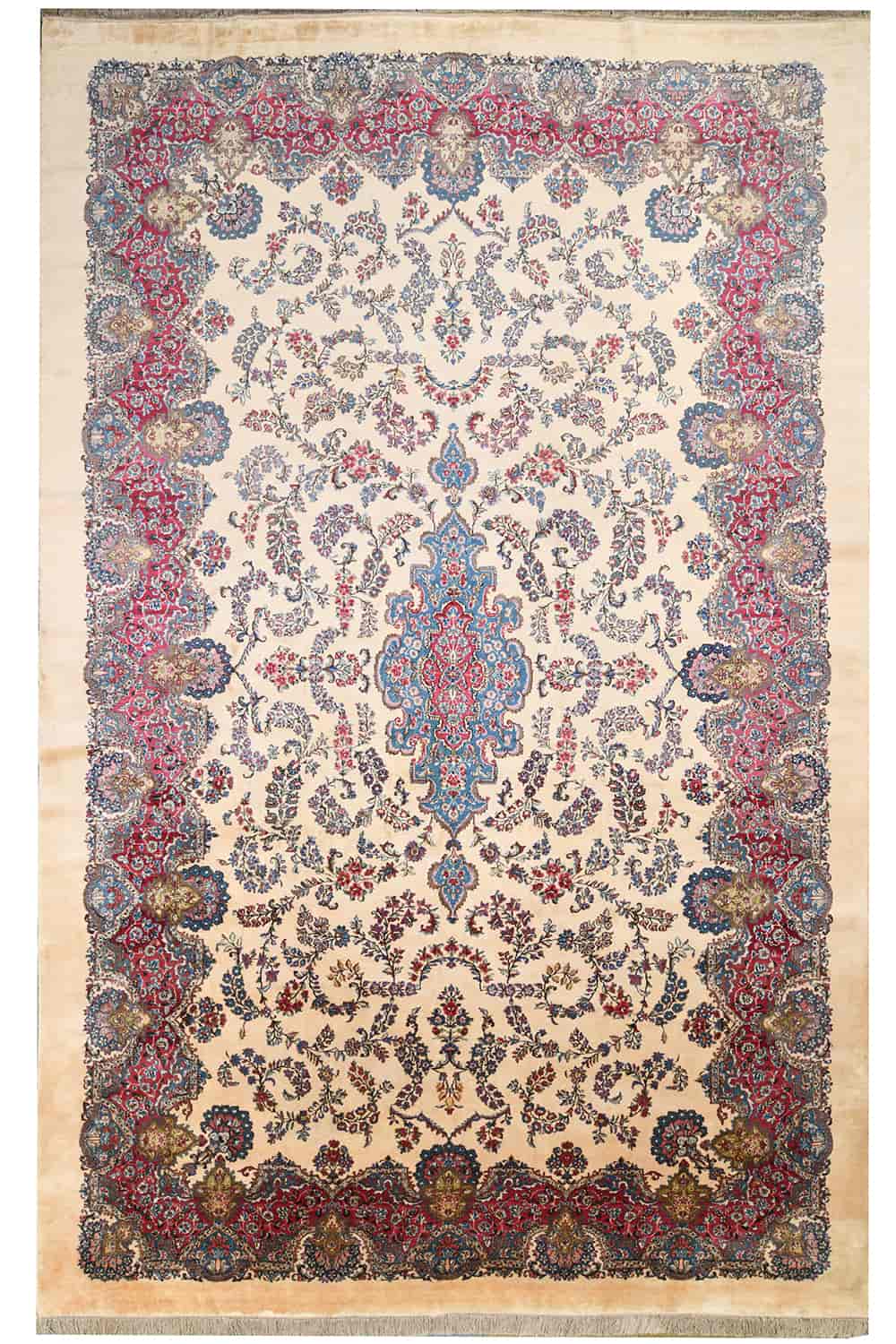 Persian Laver Kerman Aubusson Fiery Floral Antique Persians Carpets